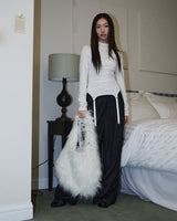 Garter high neck top / white