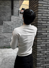muscle-fit raglan ribbed knitwear