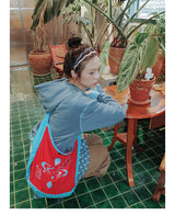 UnsocialNight original literary retro versatile casual illustration printed one-shoulder cross-body bag for women