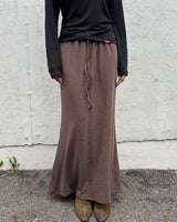  RAW EDGE LONG SKIRT (BROWN) WOMENS