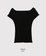 Off Shoulder Slim Rib Short Sleeve T-shirt (3color)