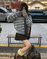 [ORIGINAL] サンドストライプオーバーサイズウールカーディガン