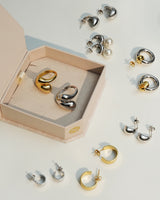 gold pearl dome 14k gold plating + 925 silver earrings E062-06G