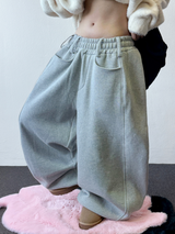 Balloon Wide Collie Belt Color-Point Fleece Balloon Wide Pants 🖤💜 5COLOR