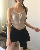 プラウト リブ レース リボン インナー レイヤード ノースリーブ
