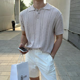 LMN Pure Cable Button Collar Short Sleeve Knitwear (8 colors)