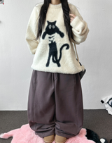 Balloon Wide Collie Belt Color-Point Fleece Balloon Wide Pants 🖤💜 5COLOR