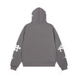 Cross Print Oversized Hood Zip-Up