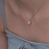Silver 925 Luna Pearl Ribbon Heart Necklace