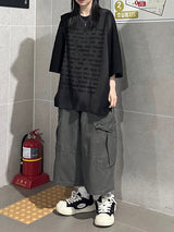 vintage washed cargo bermuda pants
