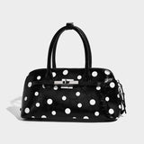Dotcore Polka Dot Glossy Leather Boston Bag