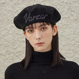 VARZAR Cursive Logo Wool Beret / Black
