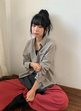 26FW★ [BAONHAUS] Half-Len Over Stripe Shirt