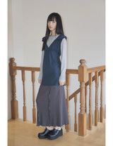 RUFFLE TIE TOP(NAVY)