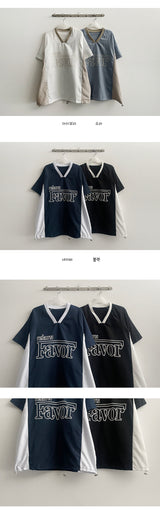 ジンブバラクカラーVネックショートスリーブTシャツ (4 colors)