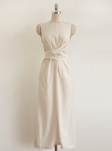 ジェラードリネンサイドラップノースリーブロングワンピース