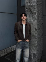 Luen Contrasted leather jacket