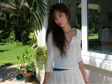 3/4 Rib Henley Neck Button T (White)
