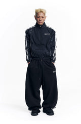Dirty Nylon Piping Track Jacket - Black