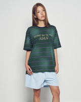 26SS ストライプウォッシュ加工ポイントロゴ半袖Tシャツ