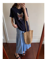 ビーズグラスグラフィッククルーネックTシャツ