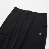 ポリーコットンリブバックルパンツ - ブラック