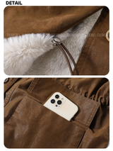 Poodle Fur Bike Leather Half Coat