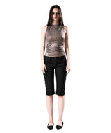 PYTHON SHIRRING SLEEVELESS TOP BEIGE