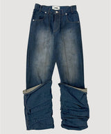 OVERLAP TUCK DENIM PANTS