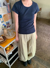 チエールベルトセットコットンワイドバンディングパンツ