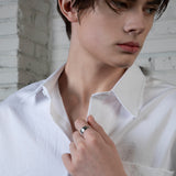 SVR-S613 Got7 Mark BamBam wearing silver 925 plain 8mm plain silver ring