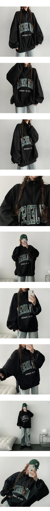 Newzie セミジップアップ スウェットシャツ (3色)