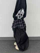 ノンフェイドチェックレイヤードデニムパンツ