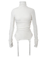 Garter high neck top / white