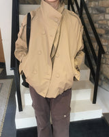 Double button short trench jacket