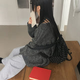 [MADE] シャベルボカシオーバーフィットブラッシュウィンターニットカーディガン