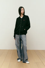 CHERRY COLOR SANDING WIDE-FIT DENIM PANTS [BLUE]