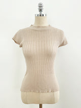 [Two-piece Set] Soche Ribbed Cap Knit Chiffon Skirt Set (Belt Set)