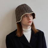 Triple Cable Knit Bucket Hat (Charcoal)
