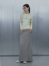 KNIT STUDDED LONG SKIRT / GRAY