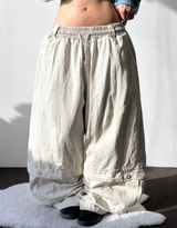 Low Button Pig Light Belted Wide Long Pants 3 Colors 