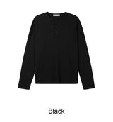 トーブワッフルヘンリーネック長袖Tシャツ