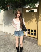 Natural denim shorts