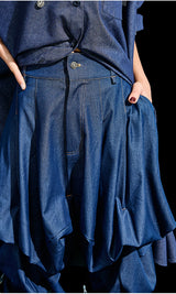 Skirt silhouette baggy pants Like Denim Deep Blue