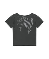 ピグメントグルーヴィワンショルダーTシャツ_チャコール