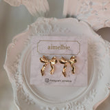 バレリーナリボンピアス - Gold Color