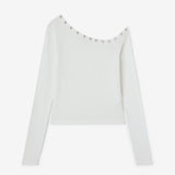 Studded Off-Shoulder White