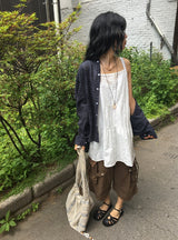 マメコ レース ノースリーブ レイヤード ワンピース