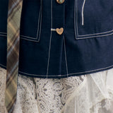 British Check Scarf Linen Blouse