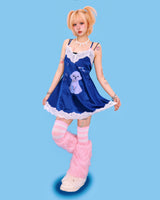 puppy lace slip-dress
